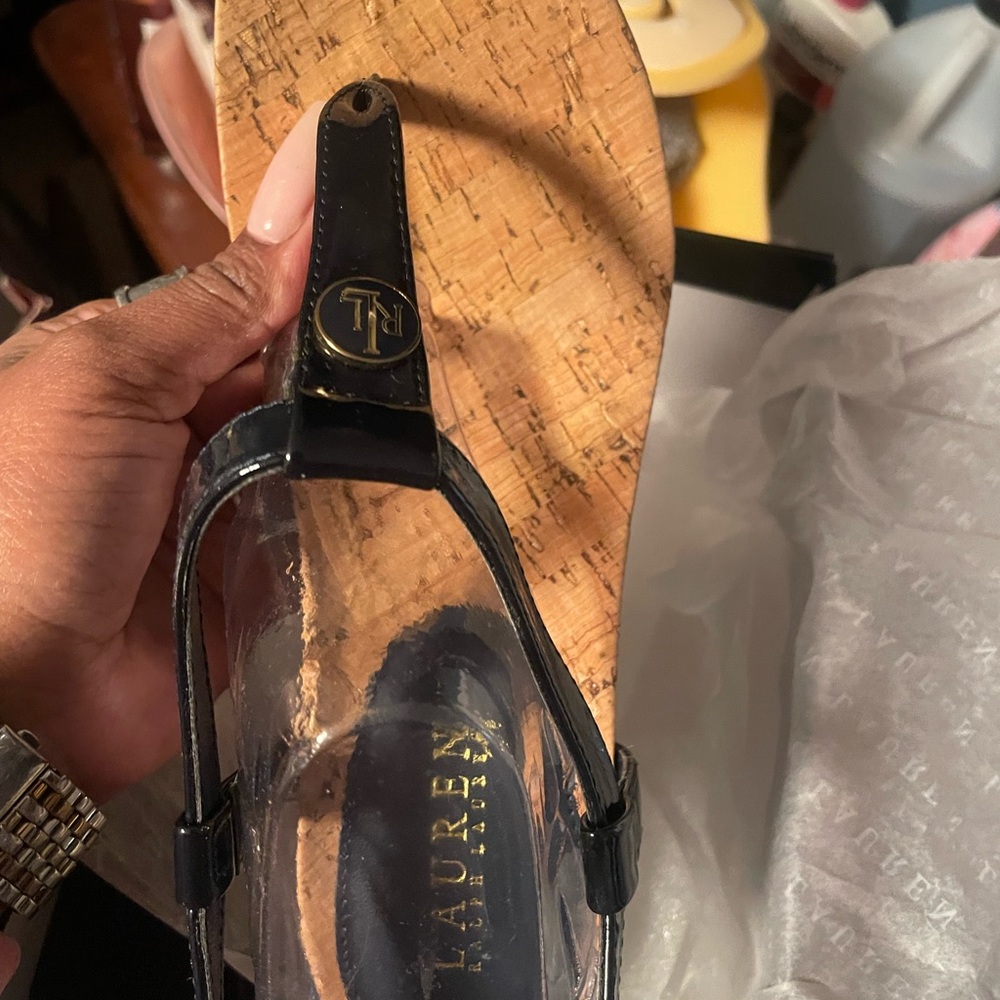 Ralph Lauren wedge  retta sandals navy - Picture 2 of 6